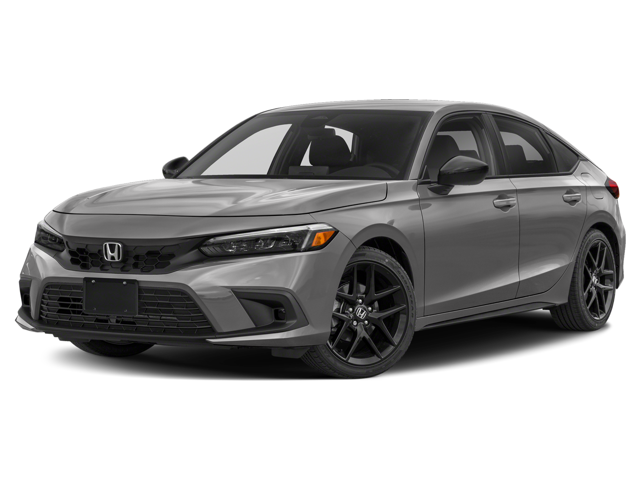 2024 Honda Civic Hatchback Sport in Lunar Silver Metallic — front three-quarter view