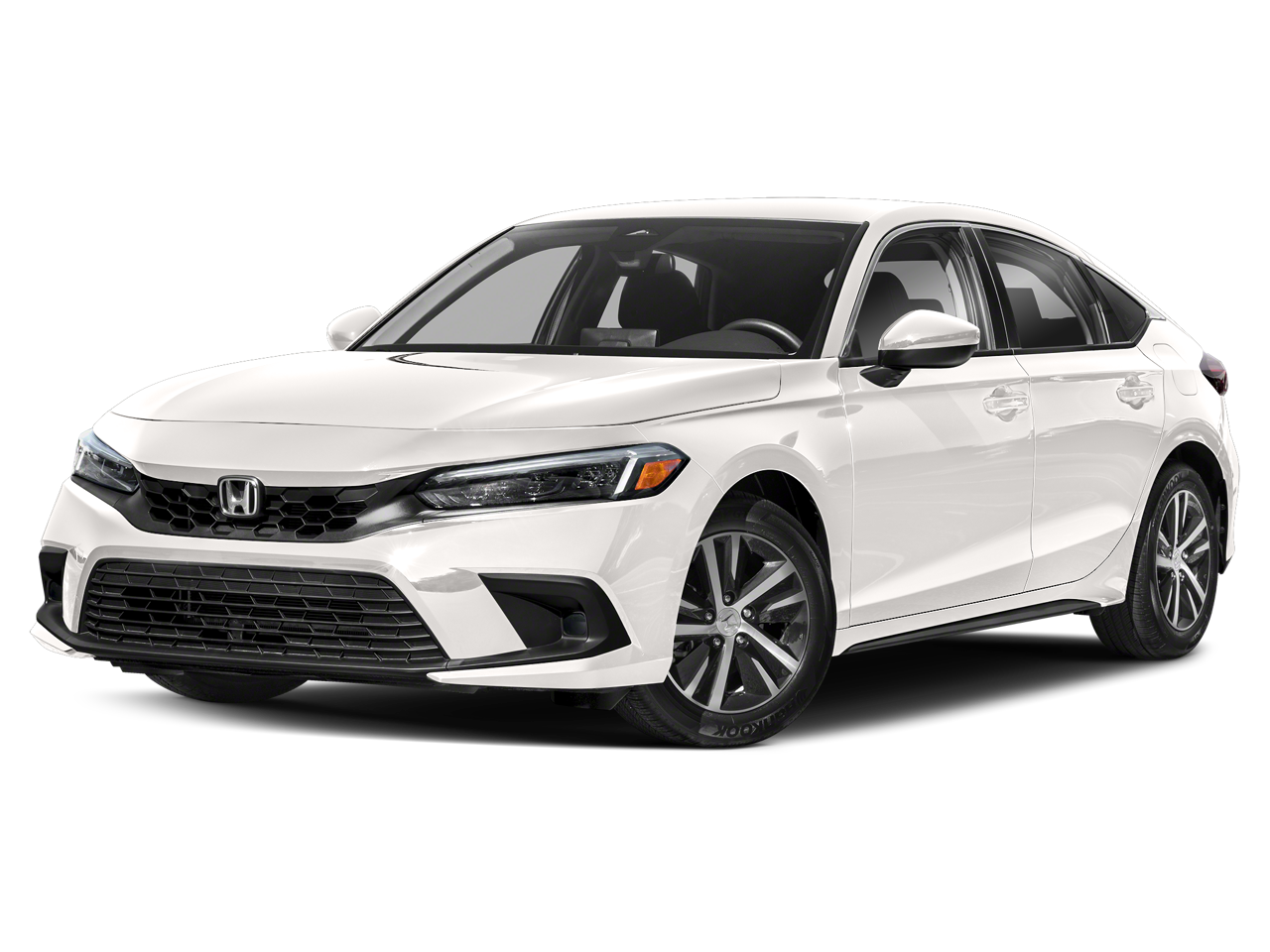 2024 Honda Civic Hatchback LX in Platinum White Pearl — front three-quarter view