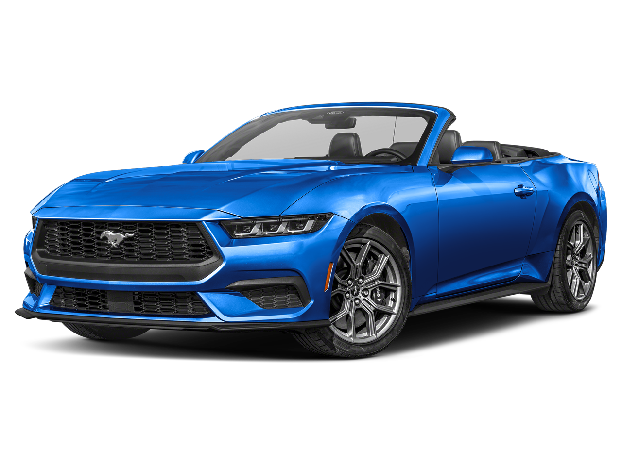 2025 Ford Mustang EcoBoost in Grabber Blue Metallic — front three-quarter view