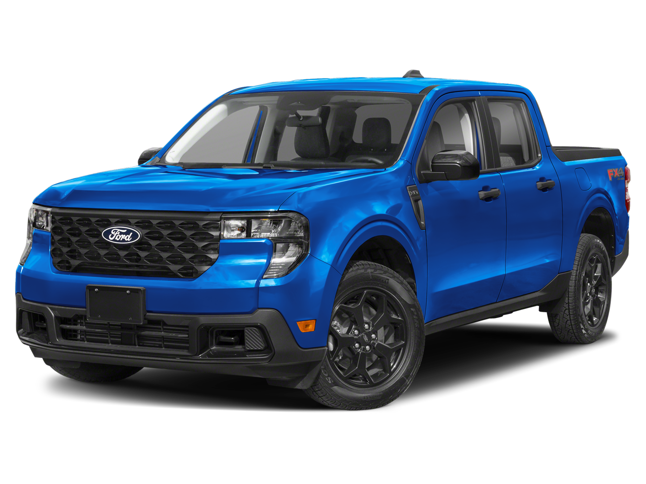 2025 Ford Maverick XLT AWD in Velocity Blue — front three-quarter view