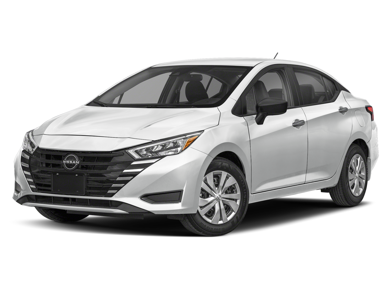 2025 Nissan Versa S in Fresh Powder — front three-quarter view