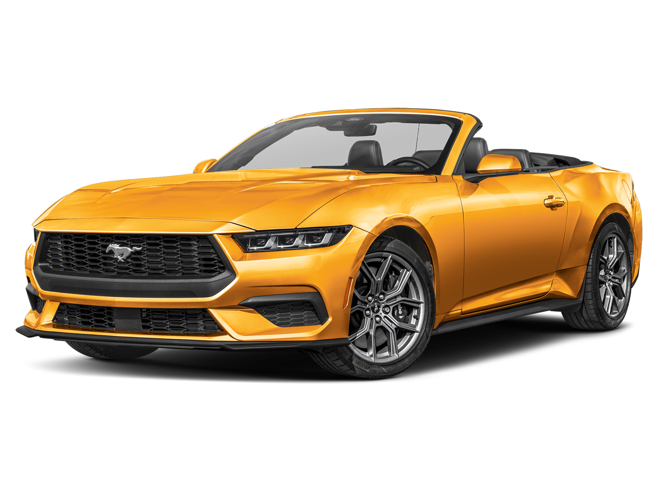2026 Ford Mustang EcoBoost in Orange Fury Metallic Tri-Coat — front three-quarter view