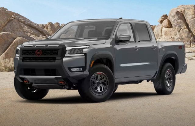 2026 Nissan Frontier PRO-4X in Boulder Gray Pearl — front three-quarter view
