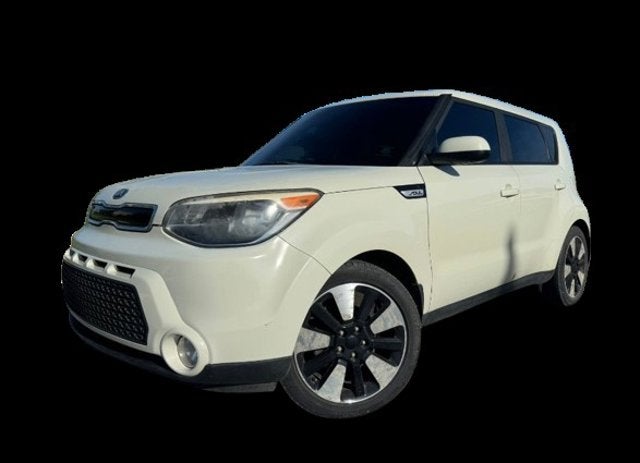 2016 Kia Soul + in Clear White — front three-quarter view